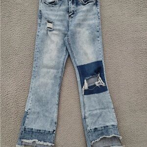 Flying Monkey Light Blue Distressed Flare Jeans